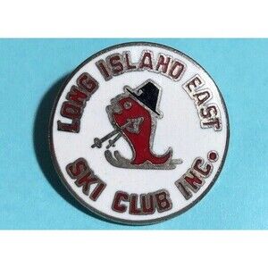 Vintage Long Island East- Ski Club Skiing Whale-Skiing Winter-Snow Pin